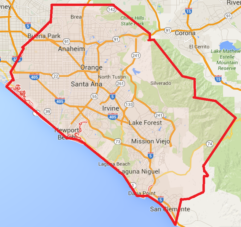Orange County And Los Angeles Map Angela Maureene